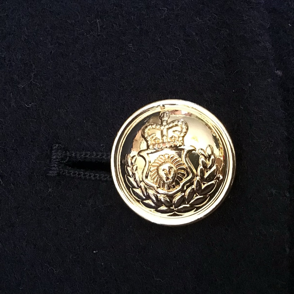 Zara Dark Navy Blue Coat with Gold Accents - Picture 11 of 11